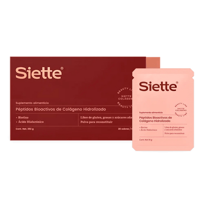 Siette Beauty | Péptidos Bioactivos de Colágeno Hidrolizado - Caja con 28 sachets de 14 g c/u - Siette
