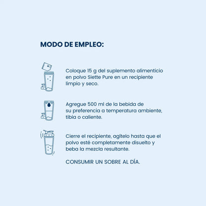 Siette Pure | Péptidos Bioactivos de Colágeno Hidrolizado - Paquete Sachets - Siette