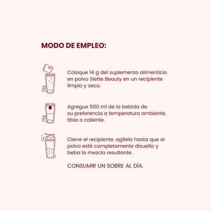 Siette Beauty | Péptidos Bioactivos de Colágeno Hidrolizado - Paquete Sachets - Siette