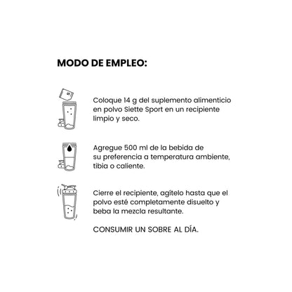 Siette Sport | Péptidos Bioactivos de Colágeno Hidrolizado - Caja con 28 sachets de 14 g c/u