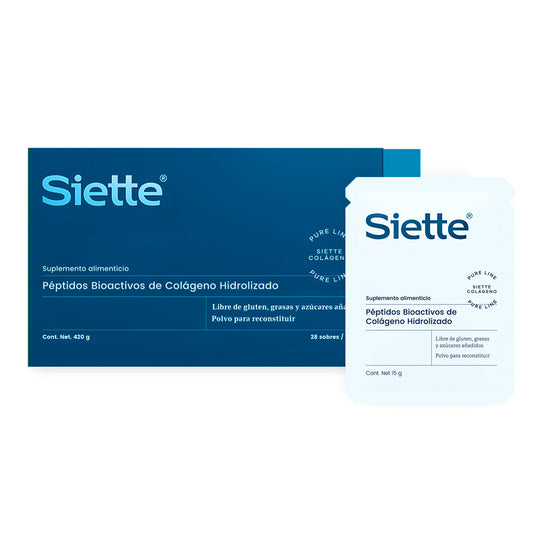 Siette Pure | Péptidos Bioactivos de Colágeno Hidrolizado - Caja con 28 sachets de 15 g c/u