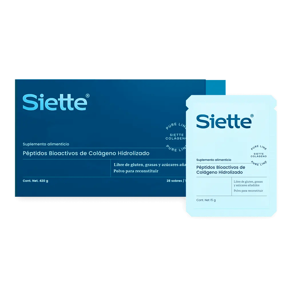 Siette Pure | Péptidos Bioactivos de Colágeno Hidrolizado - Caja con 28 sachets de 15 g c/u - Siette