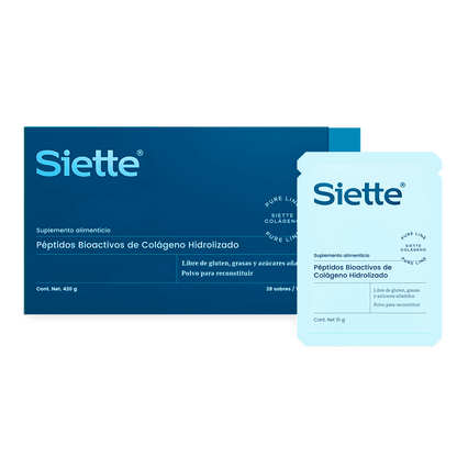 Siette Pure | Péptidos Bioactivos de Colágeno Hidrolizado - Caja con 28 sachets de 15 g c/u