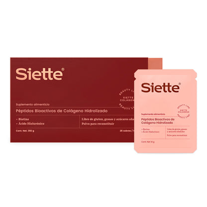 Siette Beauty | Péptidos Bioactivos de Colágeno Hidrolizado - Caja con 28 sachets de 14 g c/u